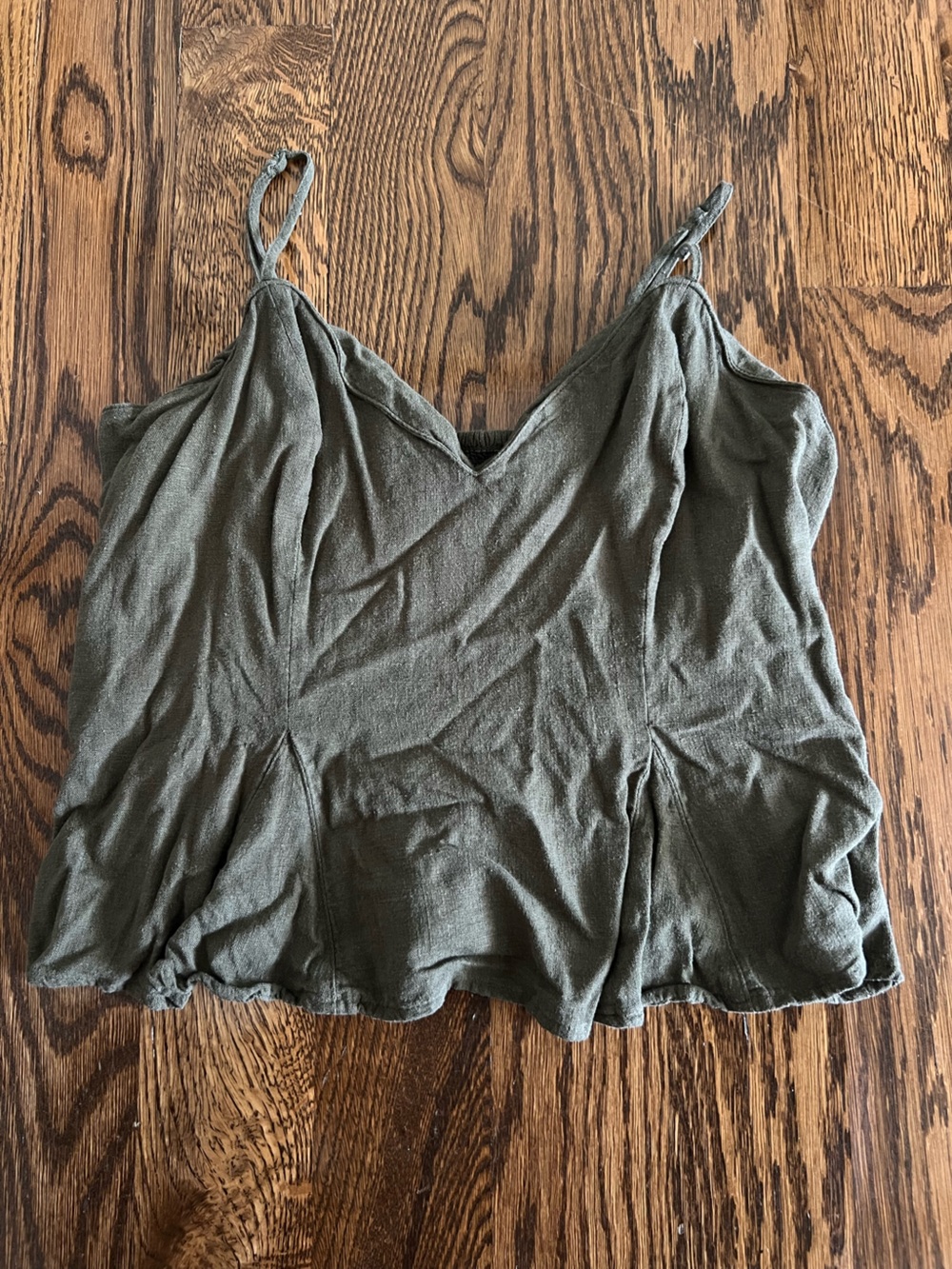 Express Olive Green Spaghetti Strap V-Neck Top